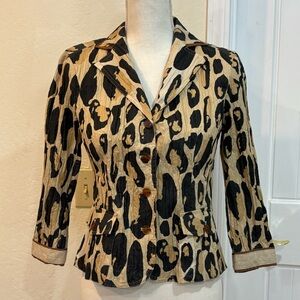 SPANNER Animal Print Blazer women’s Size Petite Small 2